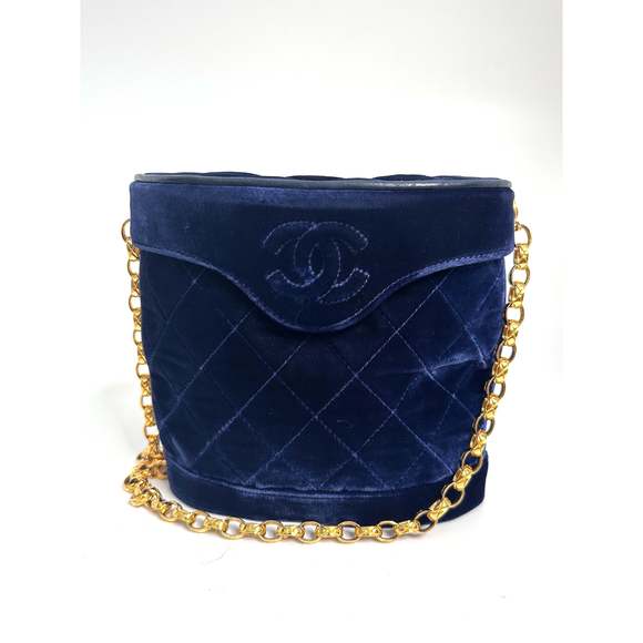 Rare Navy Velvet Crossbody Binocular Bag - Picture 5 of 8